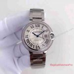 Cartier Ballon Bleu Fake Diamond Watch Stainless Steel Watch Band